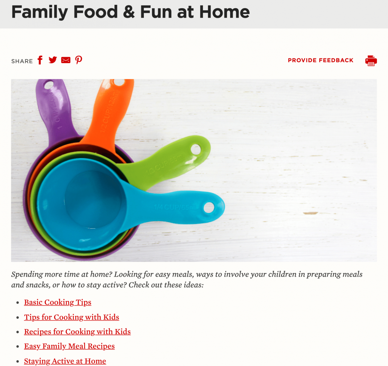 Family Food Fun website screenshot