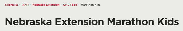 Nebraska Extension Marathon Kids webpage screenshot
