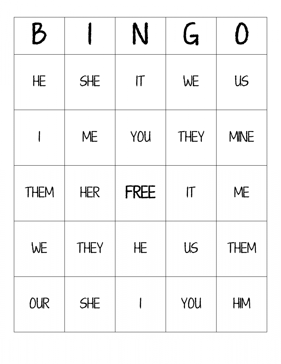 Pronoun Bingo Boards
