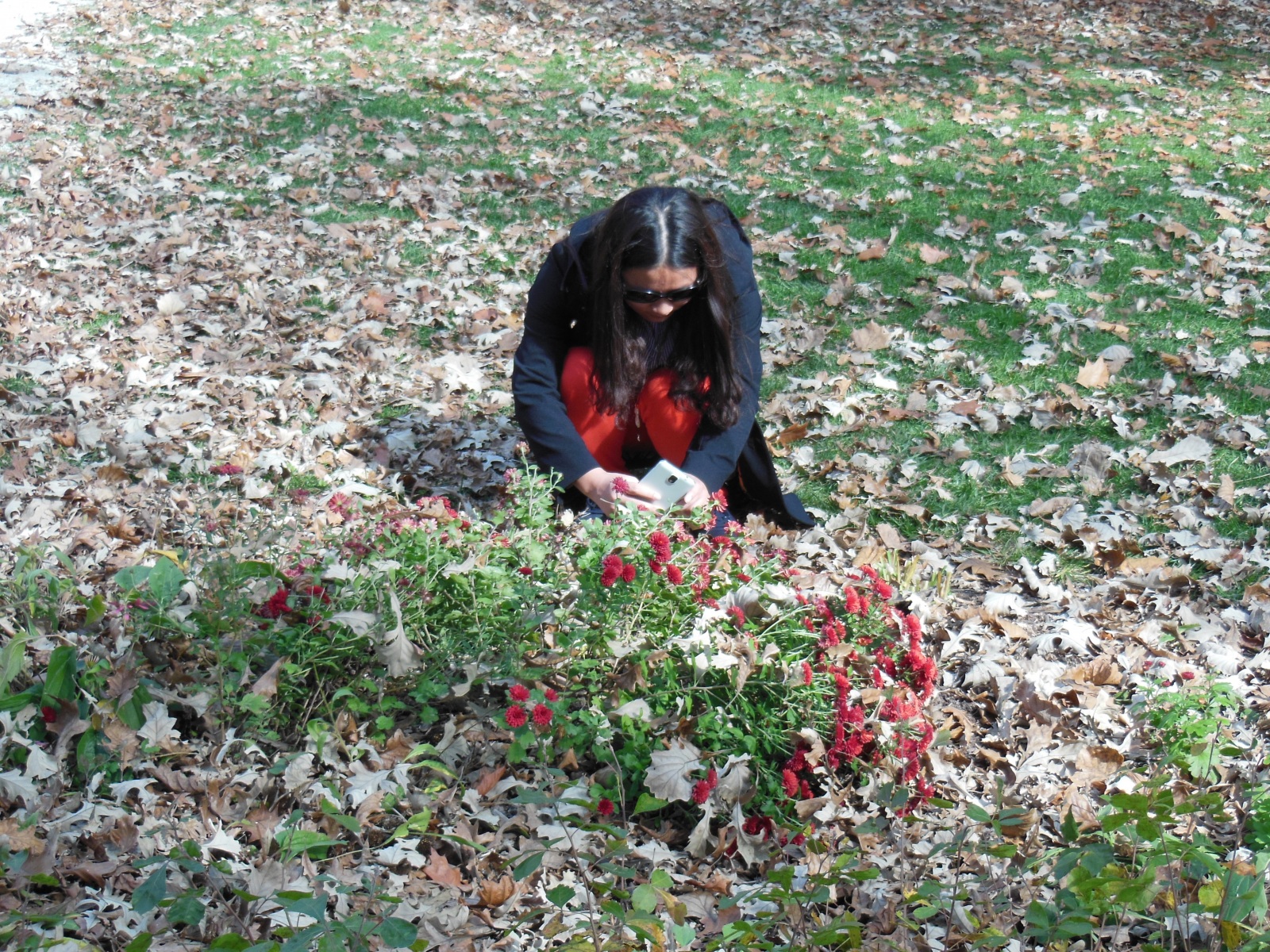 Student with flowers