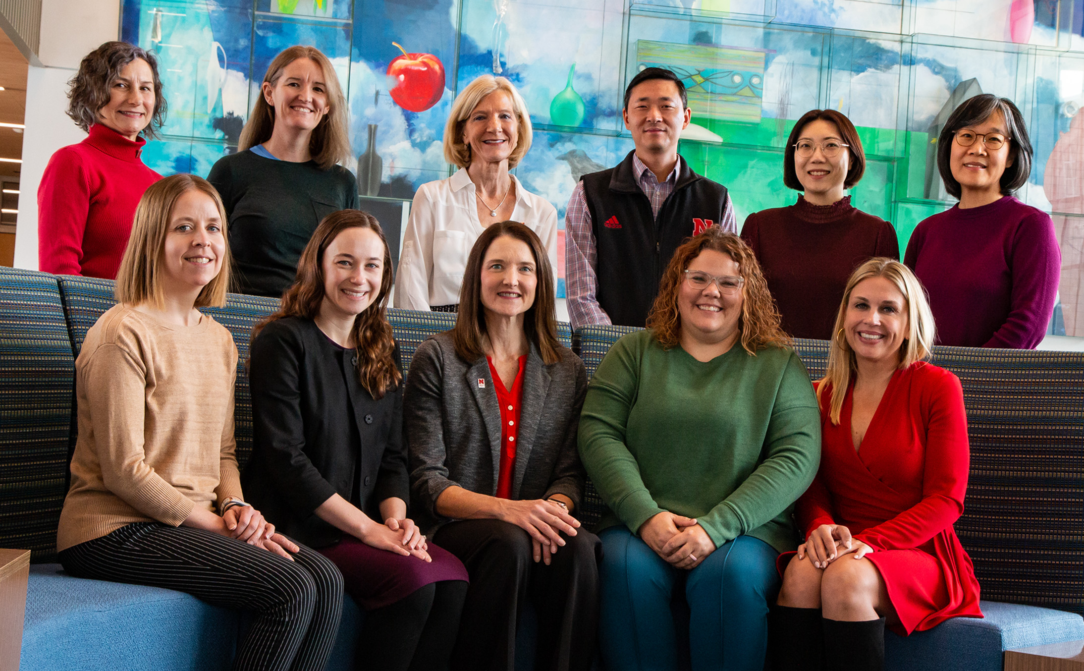 Project team members include, front row from left: Natalie Koziol, Jenna Finch, Lisa Knoche, Jennifer Leeper Miller and Holly Hatton-Bowers. Back row, from left: Julia Torquati, Carrie Clark, Sue Sheridan, Changmin Yan, HyeonJin Yoon and Soo-Young Hong. (Kyleigh Skaggs, CYFS)