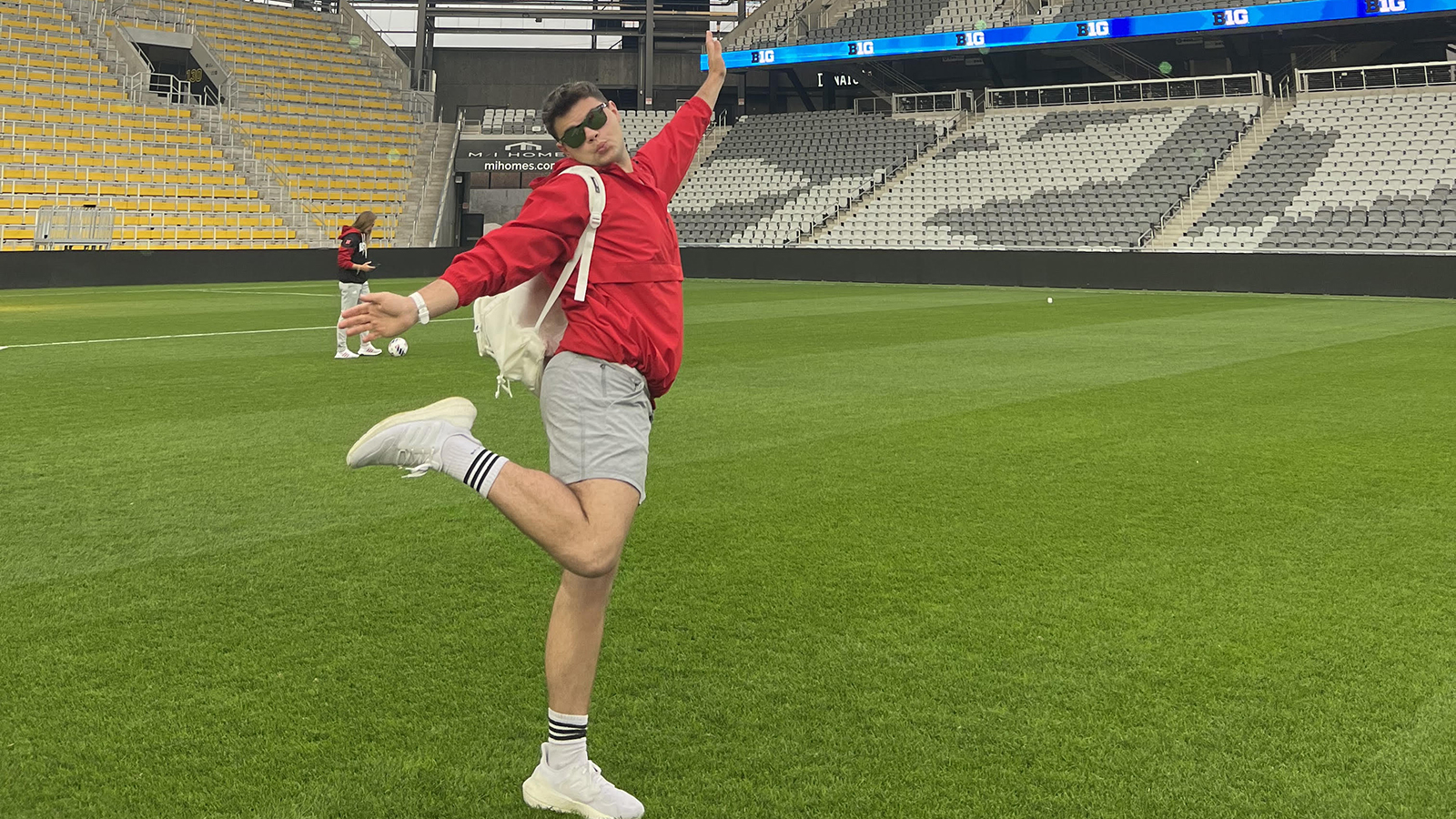 Peyton Nevil poses for a photo on the field at the 2022 Big Ten Women's Soccer Tournament