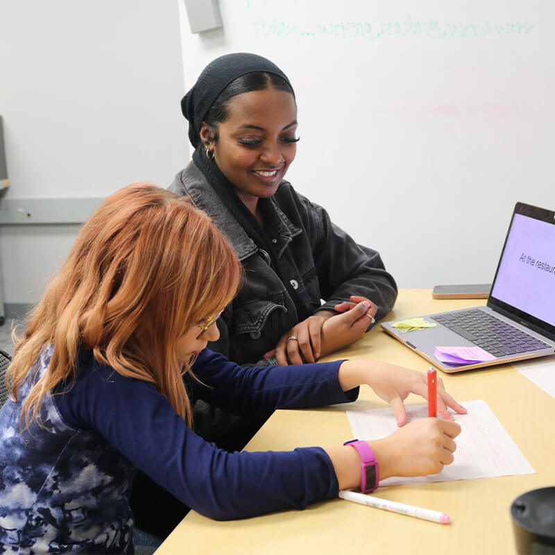 Students working on laptop