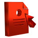Red file document icon with a large red arrow pointing to it.
