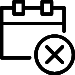 Black calendar icon with X