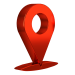 Red map location pin on a white background.