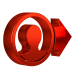 Red graphic of a person icon inside a circular frame with an arrow pointing right.