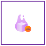 Purple flame with a cube and orange "CO₂" label.