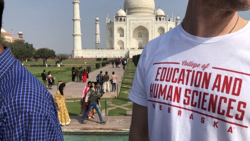 Person with CEHS Shirt at Tajmahal