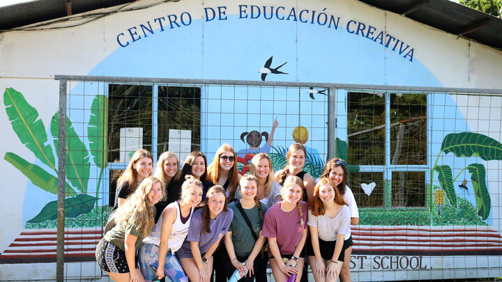 Husker students pose for a photo at the Centro de EducaciÃ³n Creativa in Monteverde, Costa Rica, in 2019