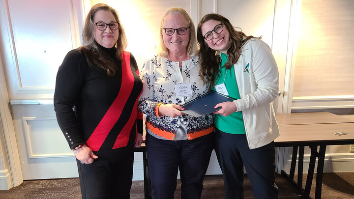 Sheree Moser poses with Karen Alexander of Texas Tech University and Morgan Jones of Kansas State University after receiving the IDEA Faculty Excellence Award