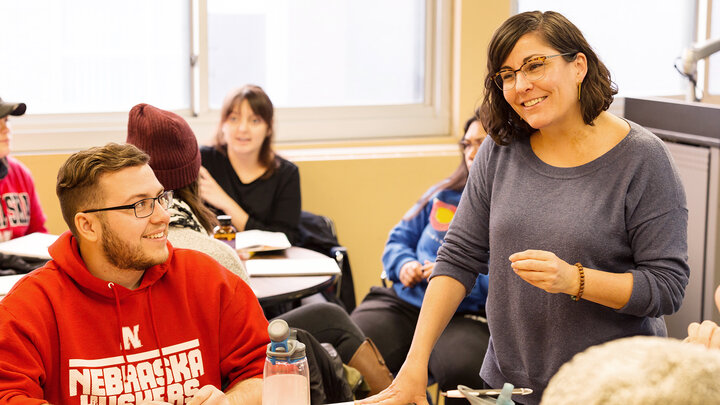 Lauren Gatti listens while teaching a class