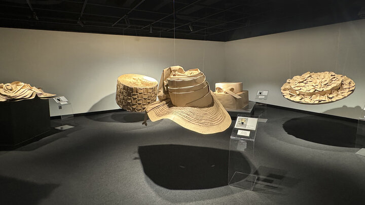 giant hats on display at the Robert Hillestad Textiles Gallery