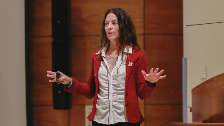 Rochelle Dalla speaks during the Nebraska Lecture on April 30