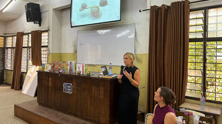 Holly Hatton, associate professor of child, youth and family studies, shares information on the research behind social emotional well-being for teachers and young children during her January 2025 trip to Ghana.