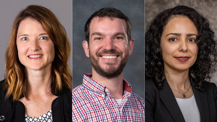 individual headshots left to right: Lisa Knoche, Kevin Pitt, Azadeh Hassani