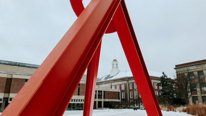 Campus snow photo. 