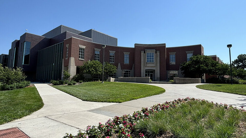 Teachers college has as seen from the corner of 14th and Vine.