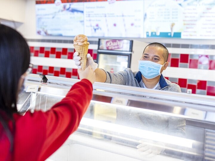 Girl getting an ice cream cone