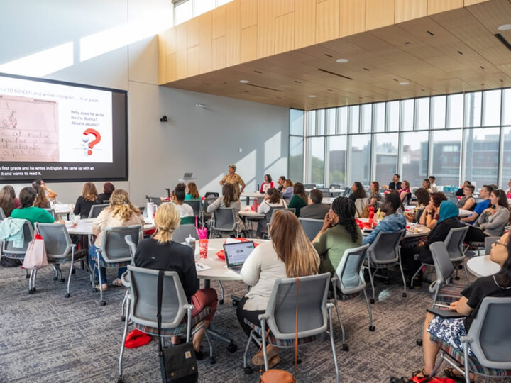 Group of people attending a conference.