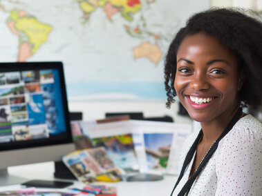 Travel agent stock image