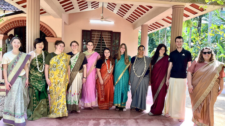 Husker students wear traditional Indian clothes