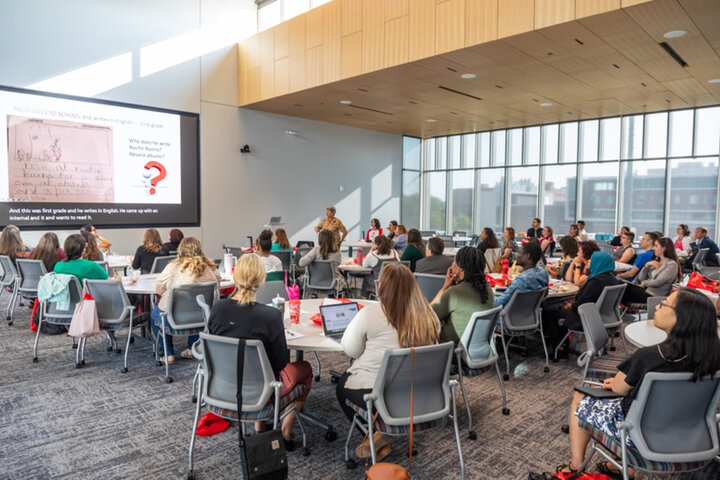 Group of people attending a conference.