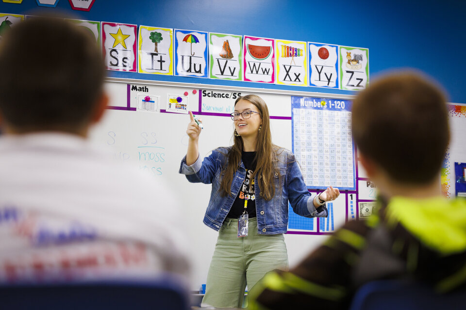 Student Teacher in classroom.
