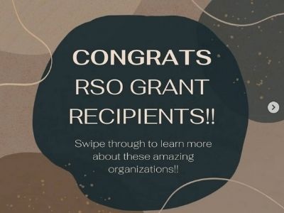 Photo of congratulations message for grant recipients. 